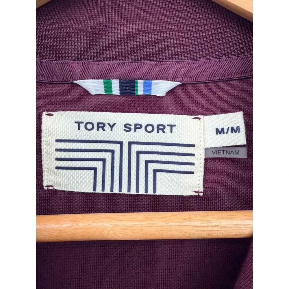 Tory Sport Tracksuit Set Women Medium Burgundy Ruffle Zip Jacket Snap Pants